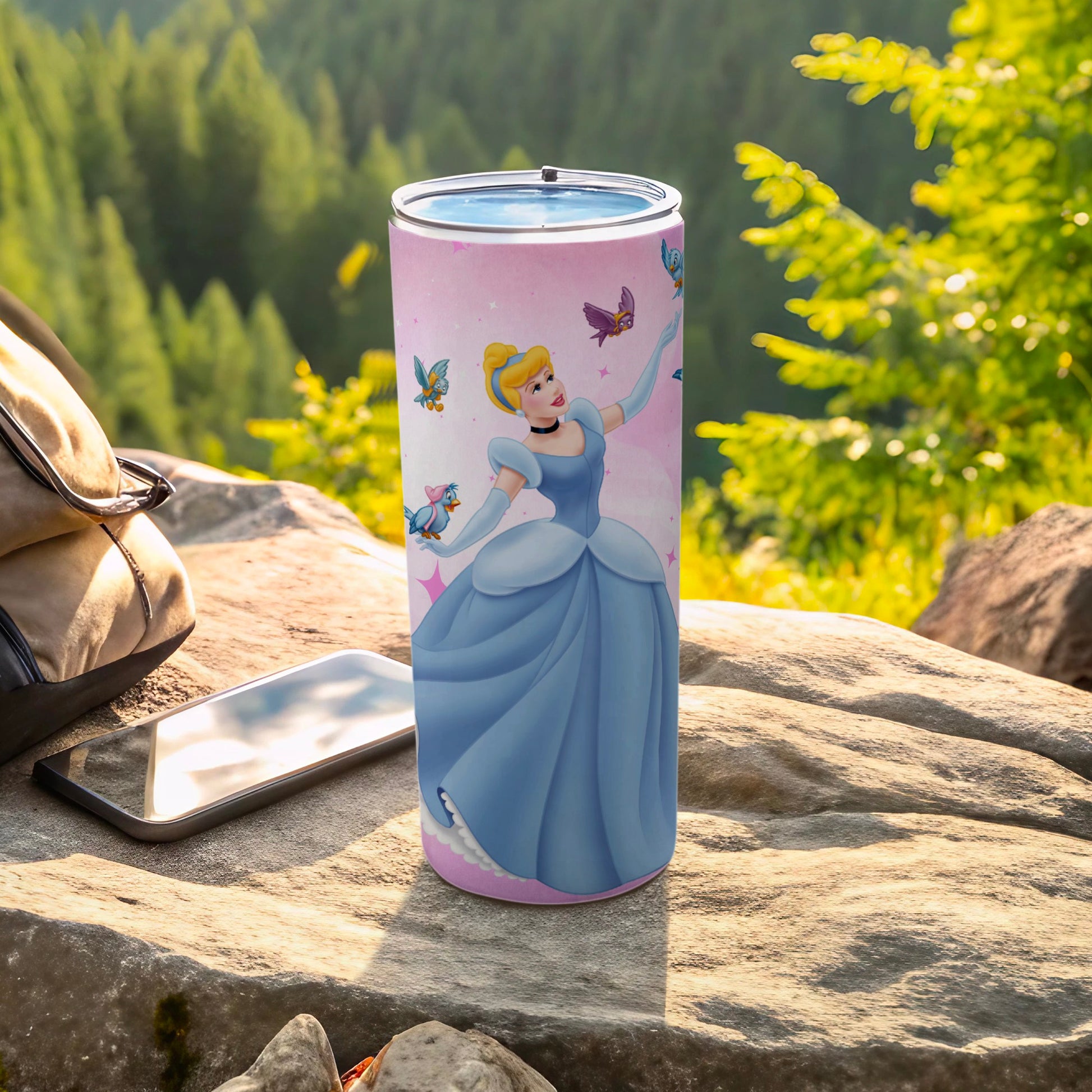 Cinderella Tumbler with Colorful Butterfly Design