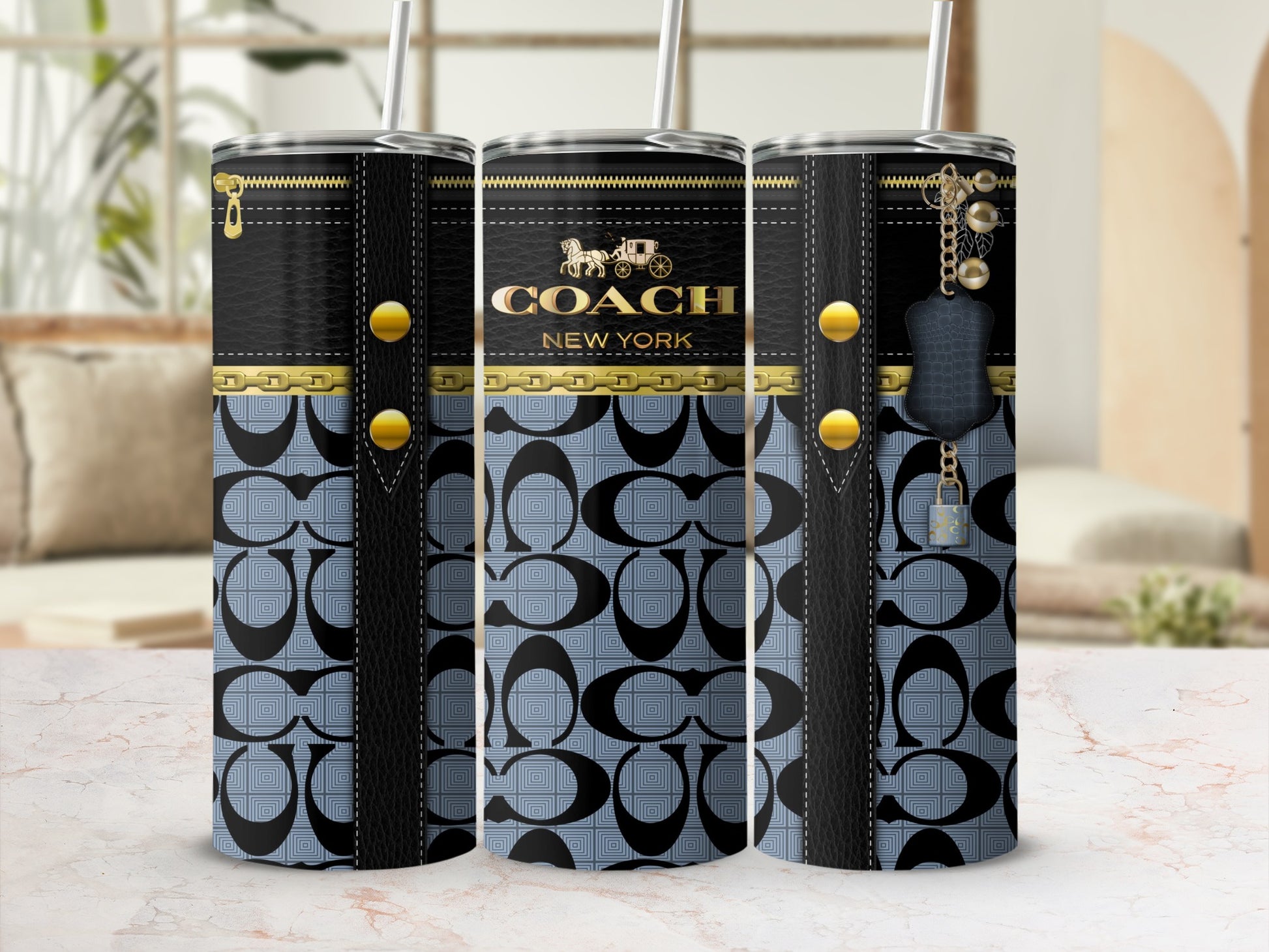 Stylish COACH New York Branded Patterned Tumbler