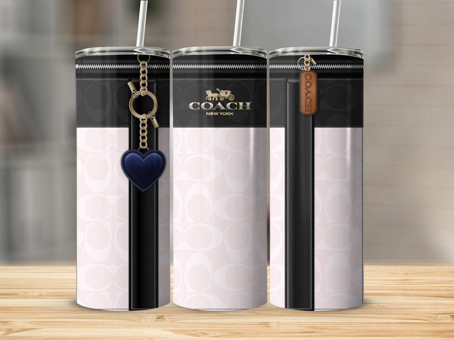Stylish Coach New York Themed Tumbler with Heart Charm