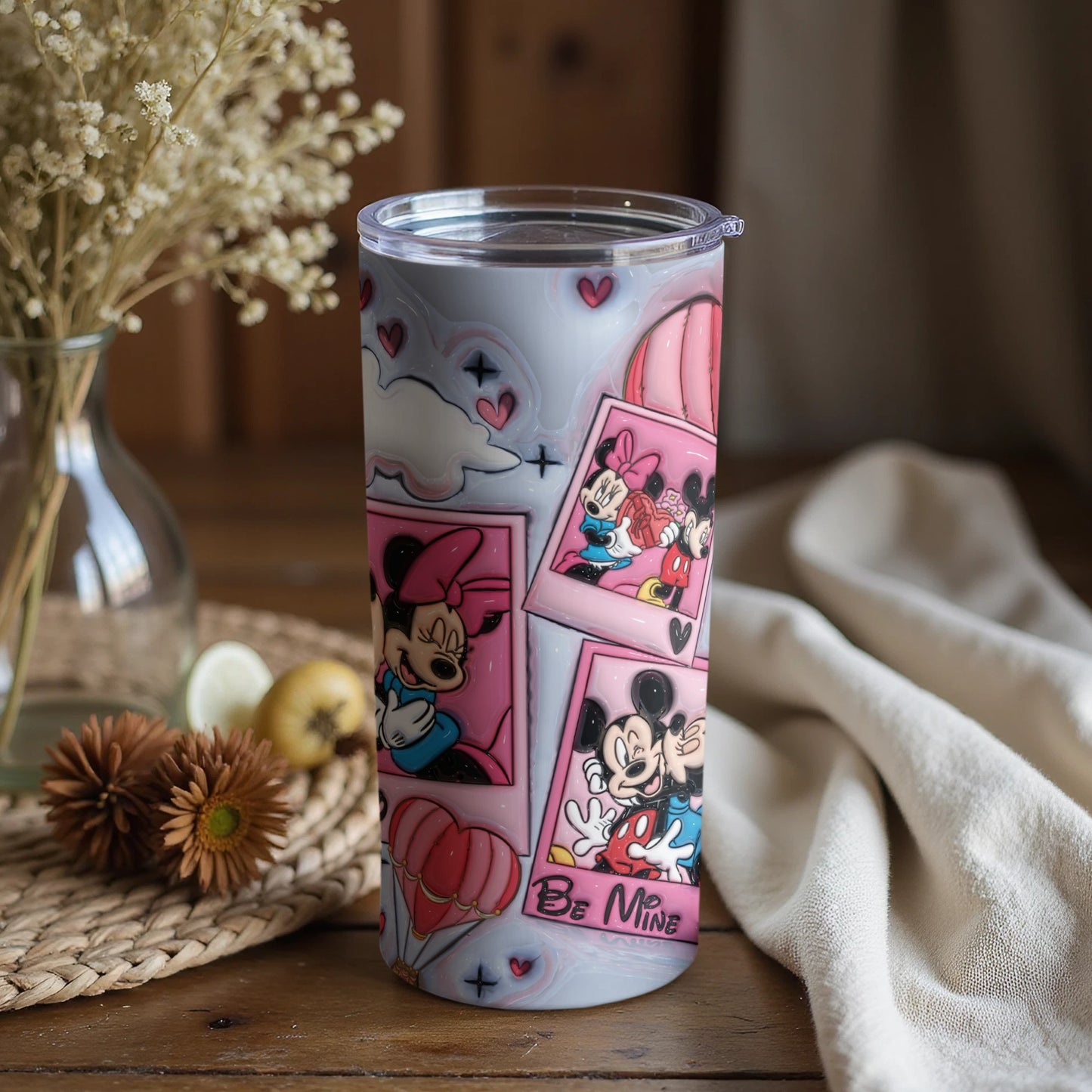 Be Mine Mug Covered in Romantic Cartoon Design