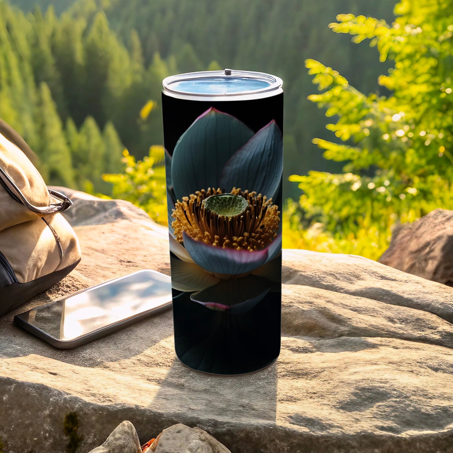 Vibrant Stamen Dark Petal Lotus Tumbler Nature Gift product type