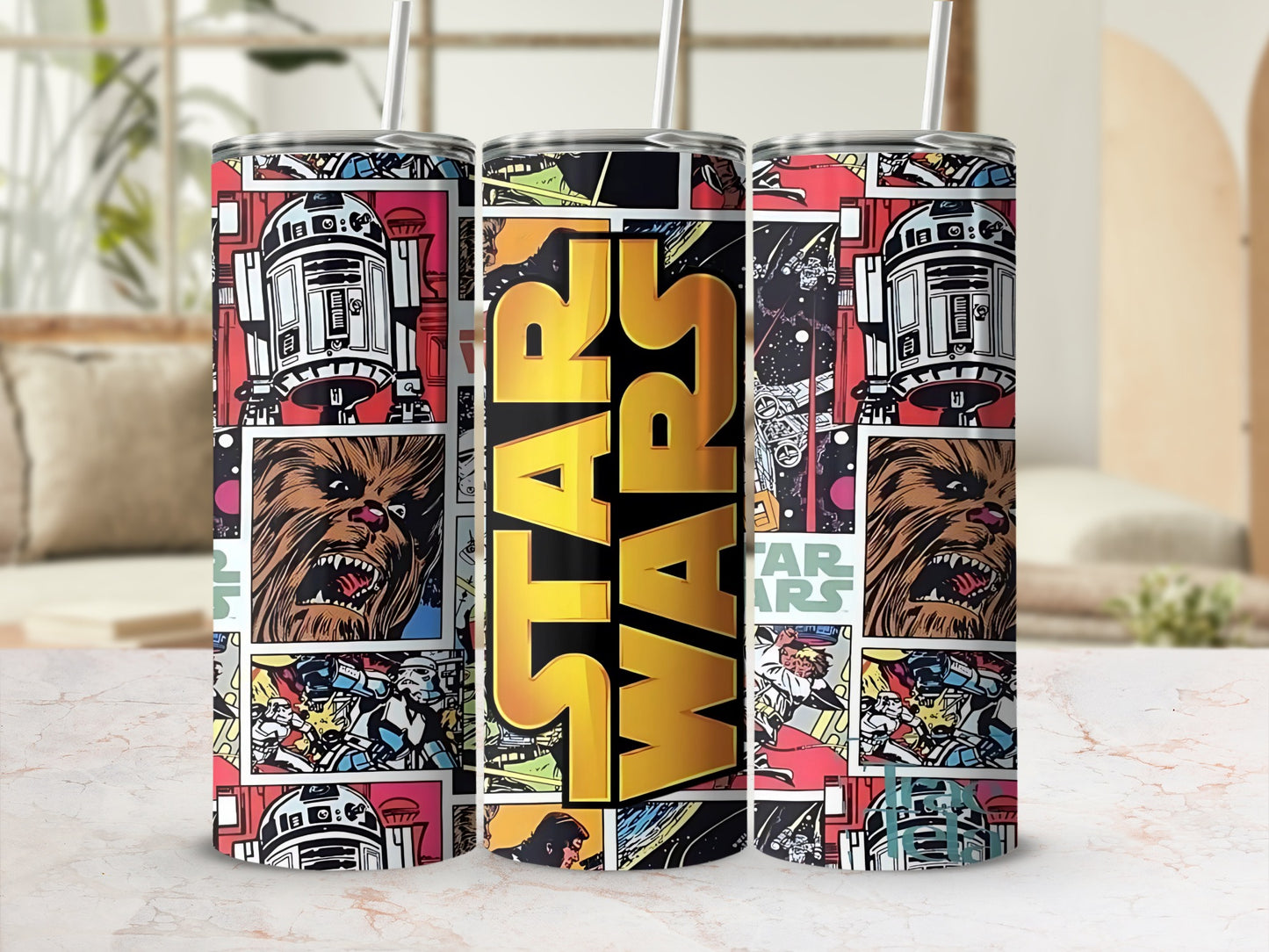 Star Wars Comic Book Panels Graphic R2D2 Chewbacca Tumbler product type