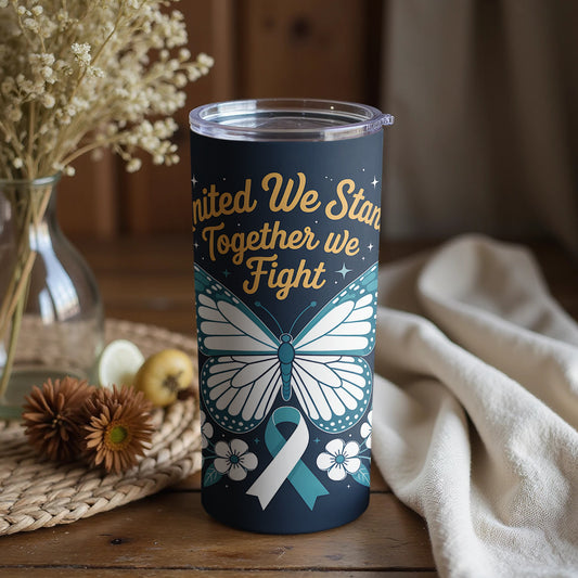 United We Stand Together We Fight Butterfly Tumbler
