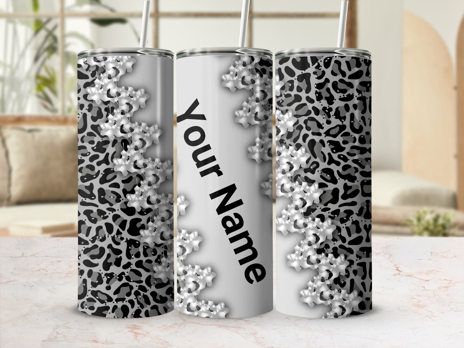 Personalized Leopard Print Tumblers Customizable Flask