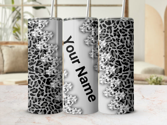 Personalized Leopard Print Tumblers Customizable Flask