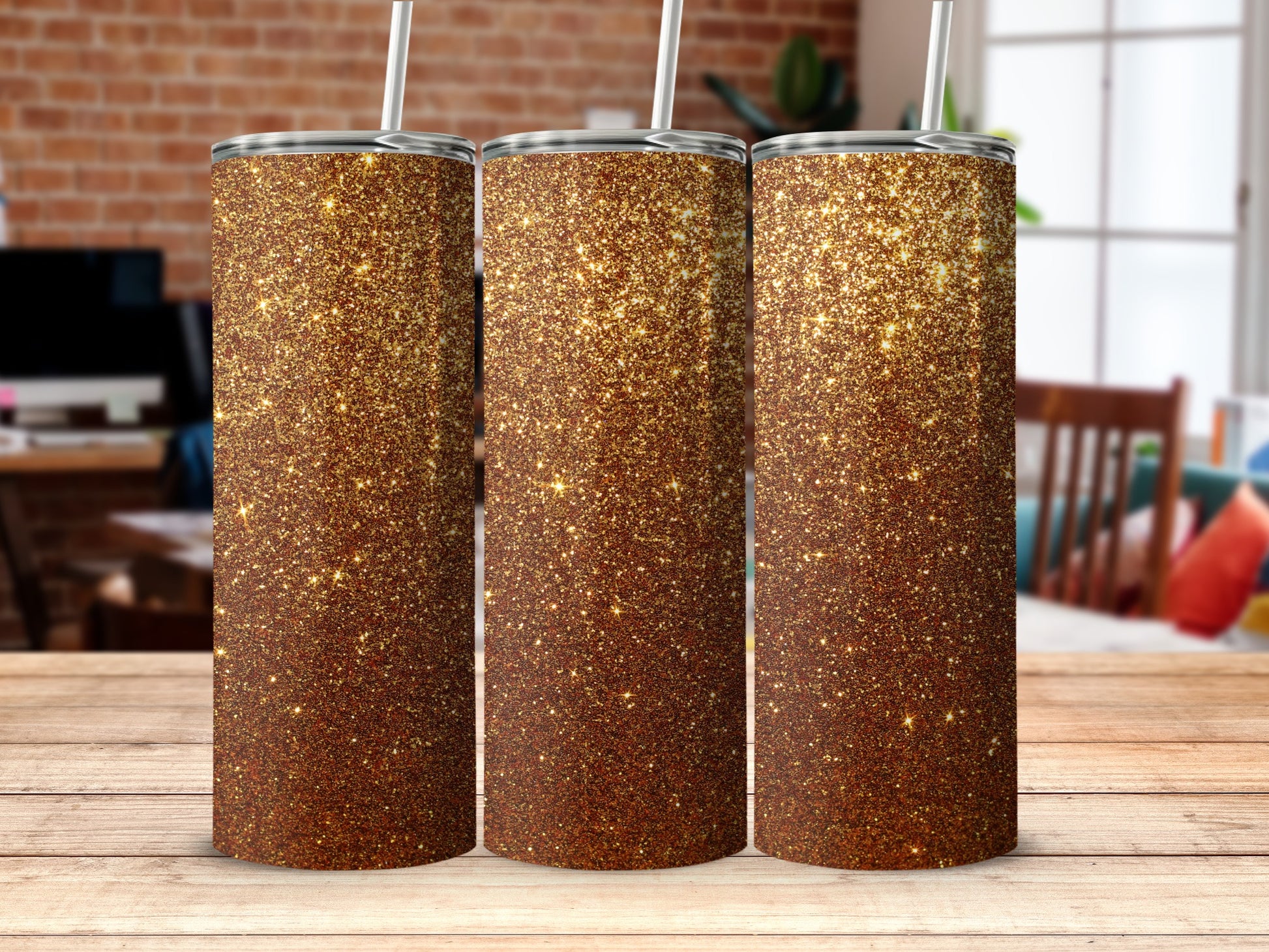 Sparkly Golden Brown Glitter Drinkware Tumblers Product