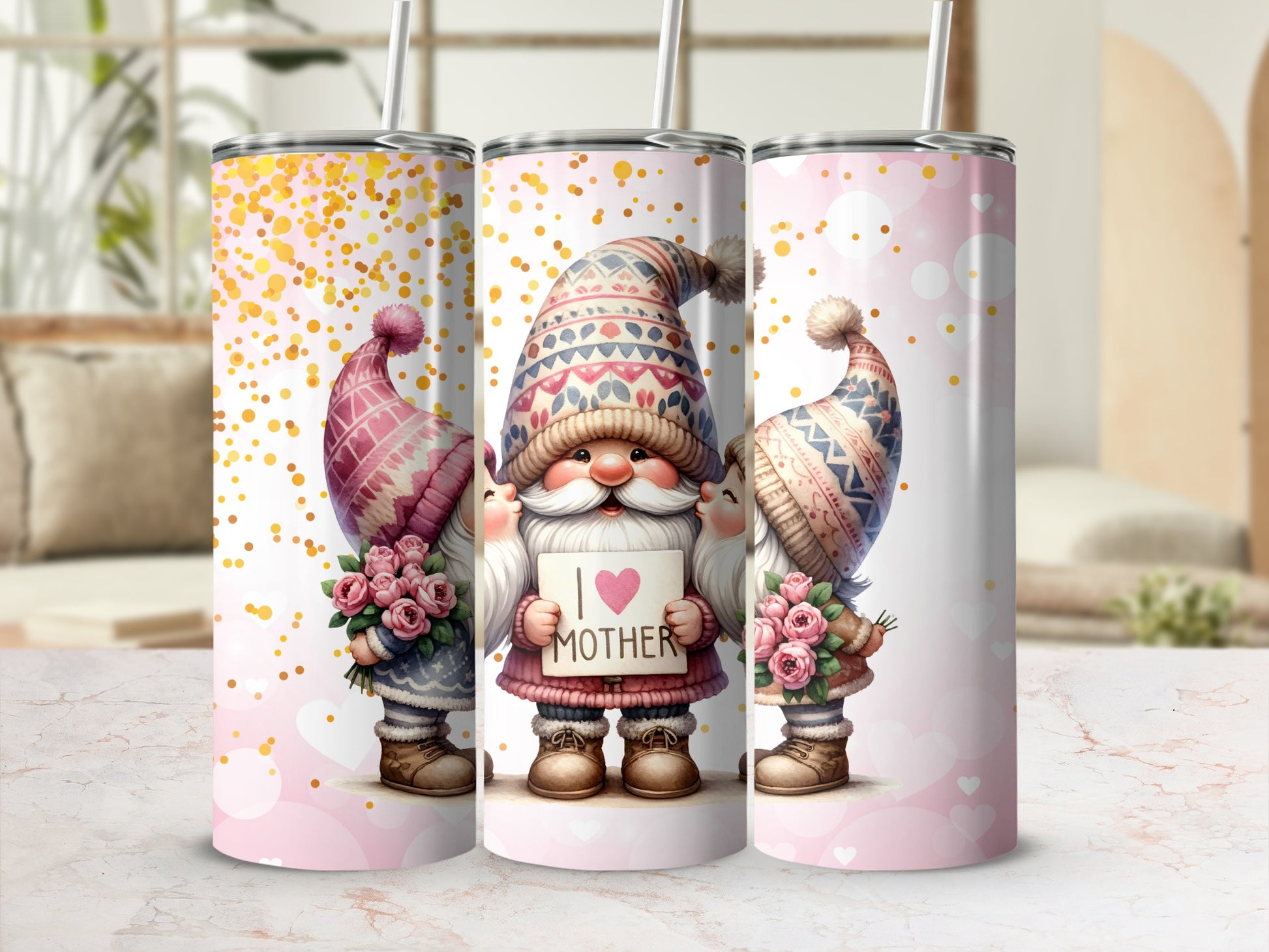 Cute Gnomes Mother's Day Themed Tumbler Cups
