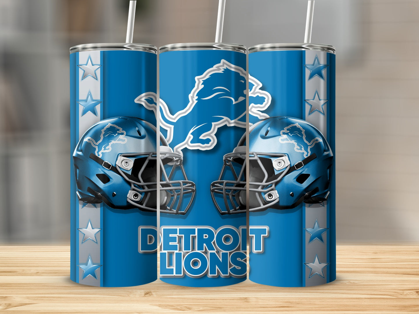 Detroit Lions Football Helmets Graphic Design Tumblers