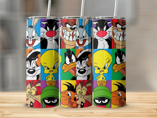 Colorful Cartoon Character Faces Tumbler