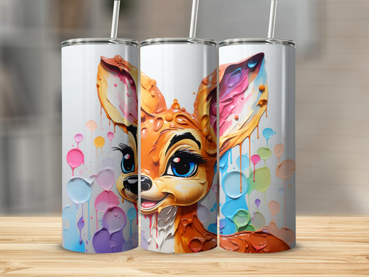 Adorable Fox Tumbler with Colorful Abstract Art Design