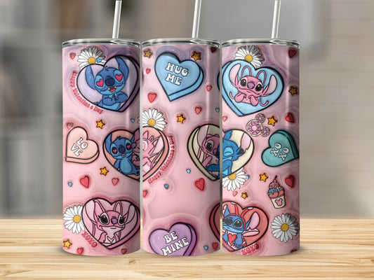 Valentine's Day Cartoon Characters Themed Tumbler