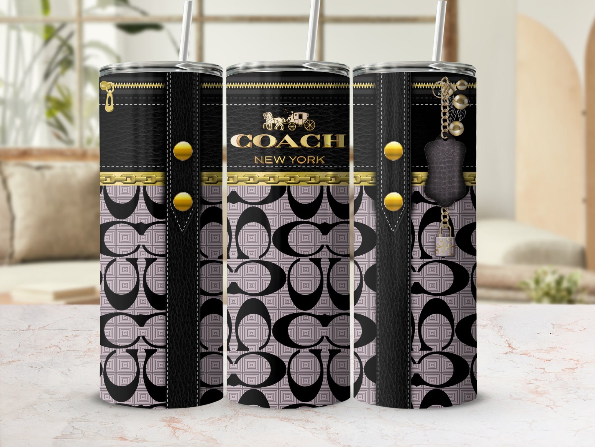 Stylish Coach New York Patterned Tumbler Cup