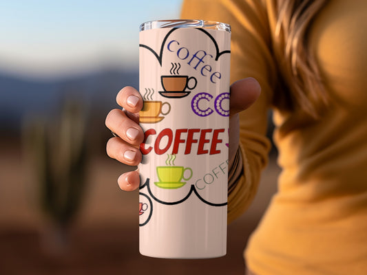 Colorful Coffee Cup Design Insulated Tumbler