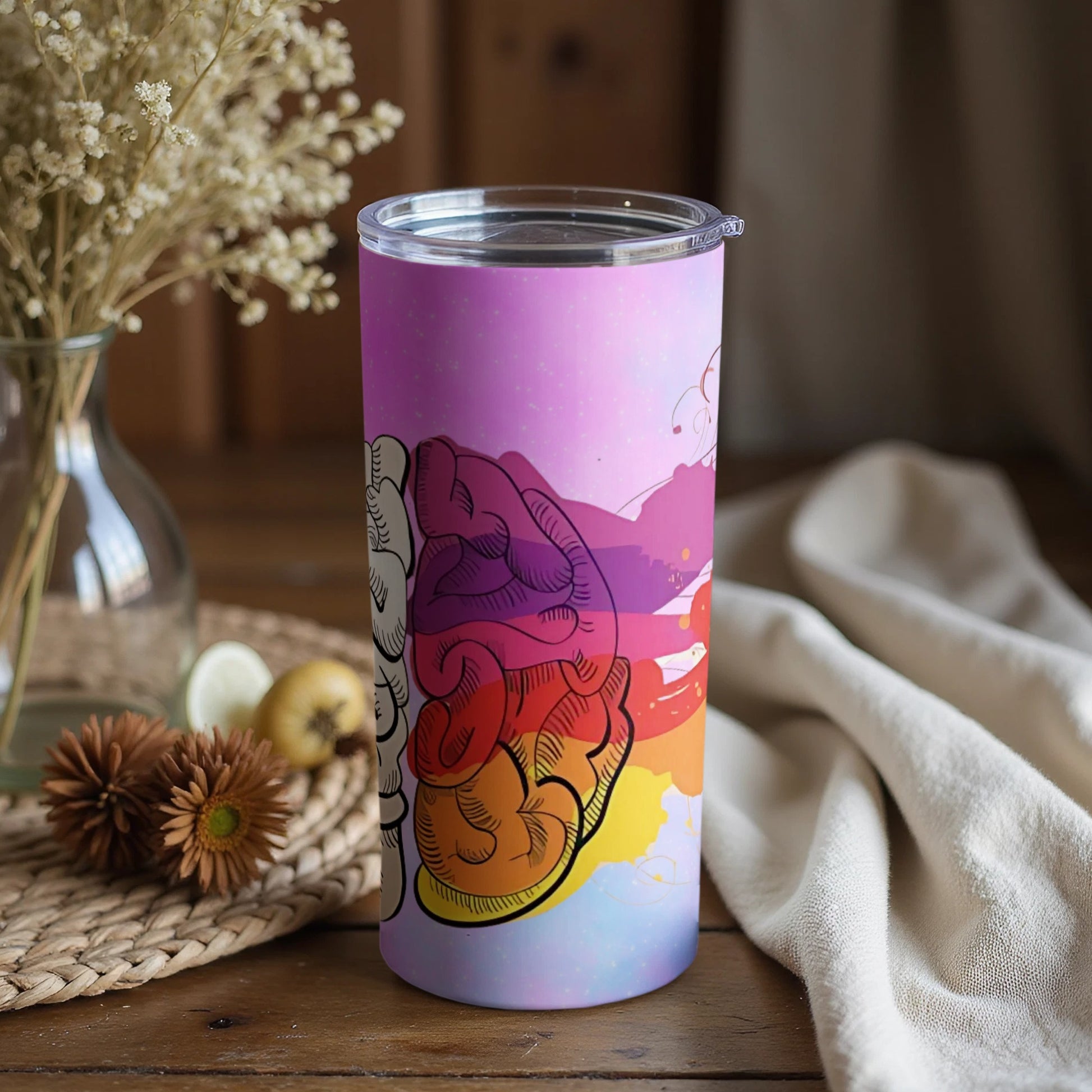 Colorful Brain Art Insulated Tumbler Cup for Beverages