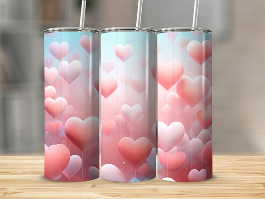 Pink and Blue Heart Balloon Design Tumbler product