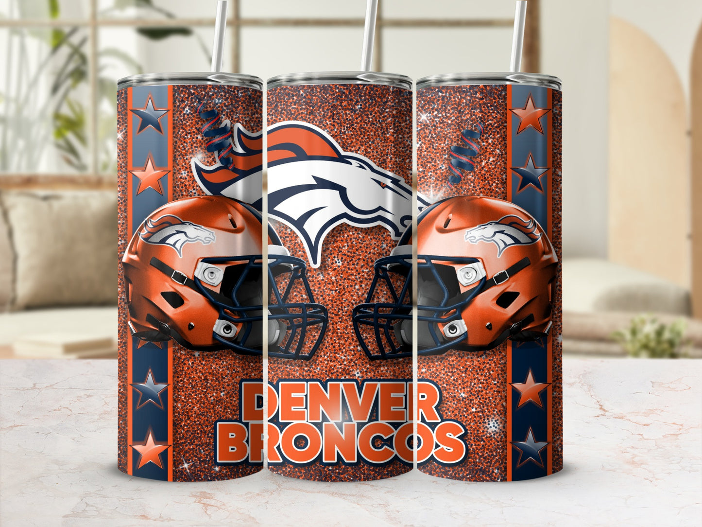 Denver Broncos Football Helmets With Logo Design Tumblers