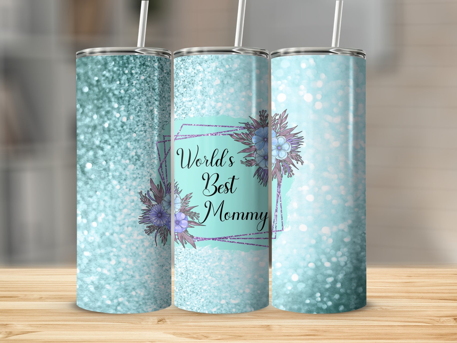 World's Best Mommy Glitter Tumbler Product