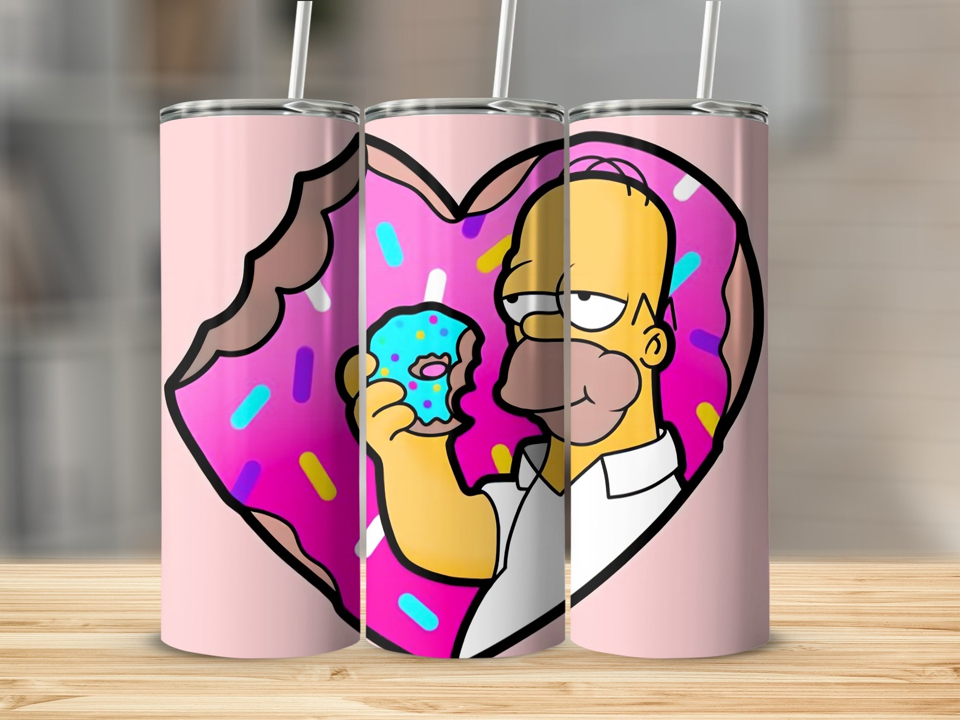 Cartoon Character Donut Lover Pink Heart Tumbler