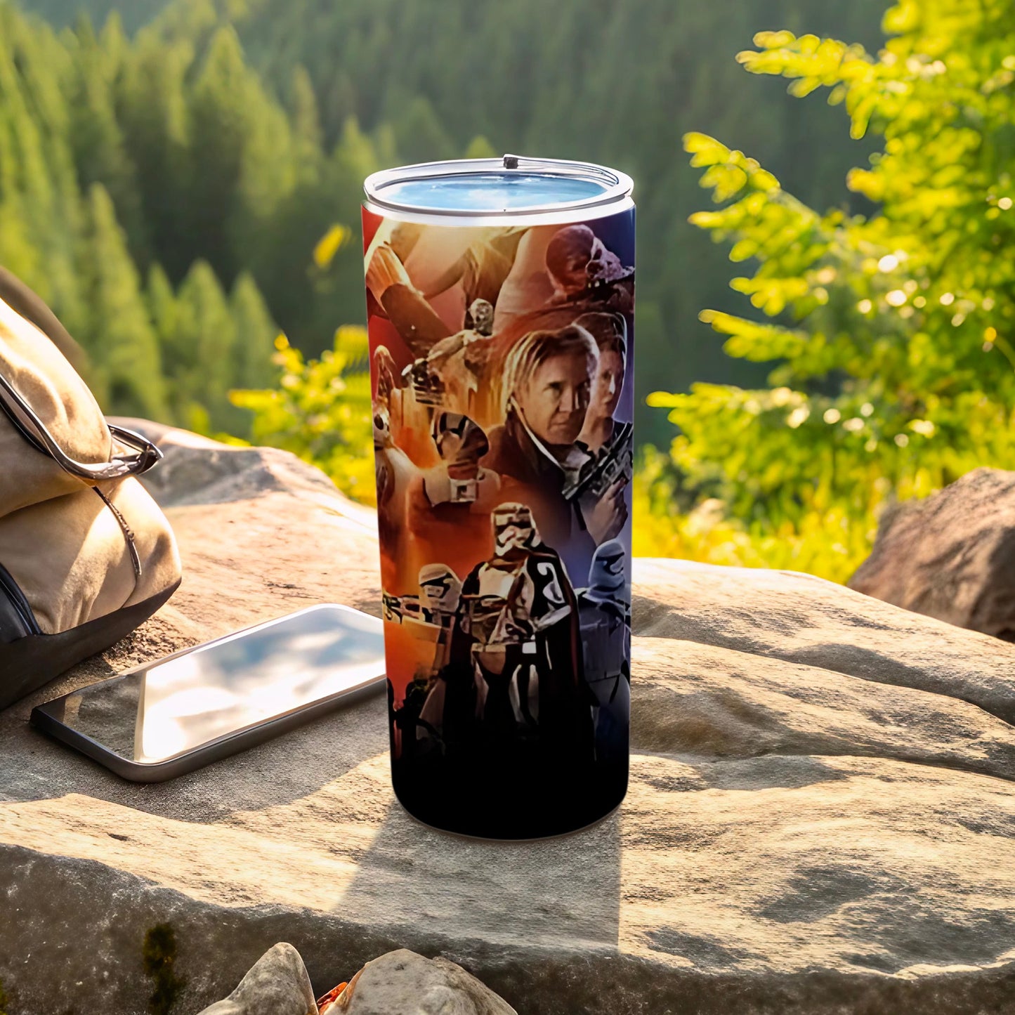 Space Saga Human Armored Figures Collage Gradient Tumbler product type