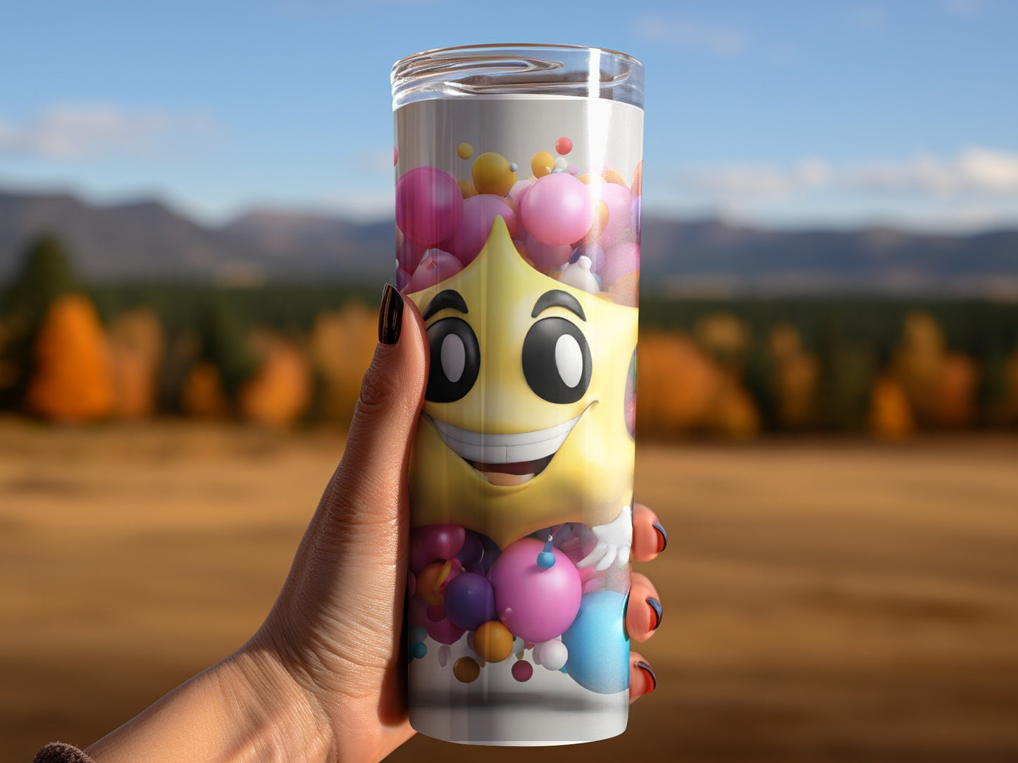 Smiling Star Design Colorful Bubbles Tumbler