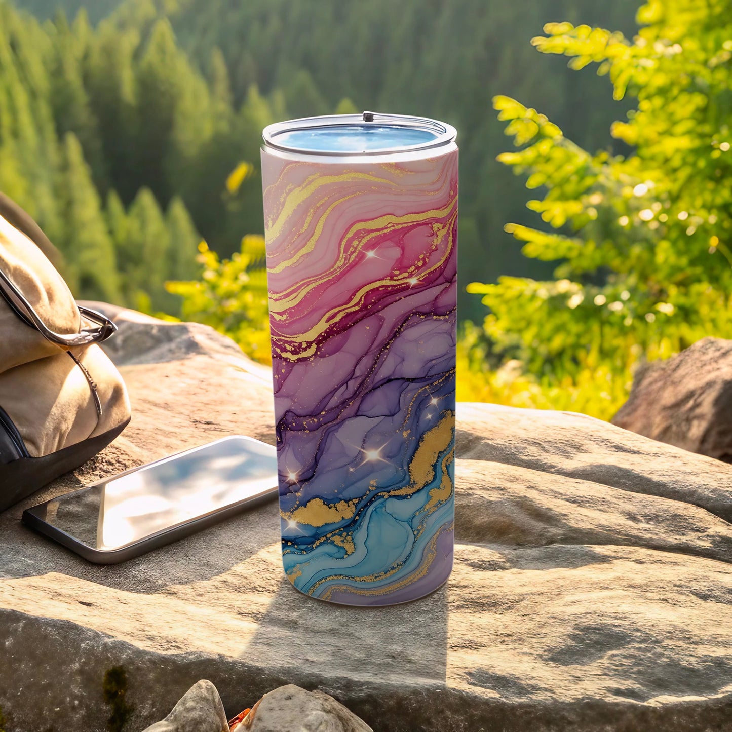 Vibrant Abstract Swirl Design Travel Mug for Outdoor Adventures