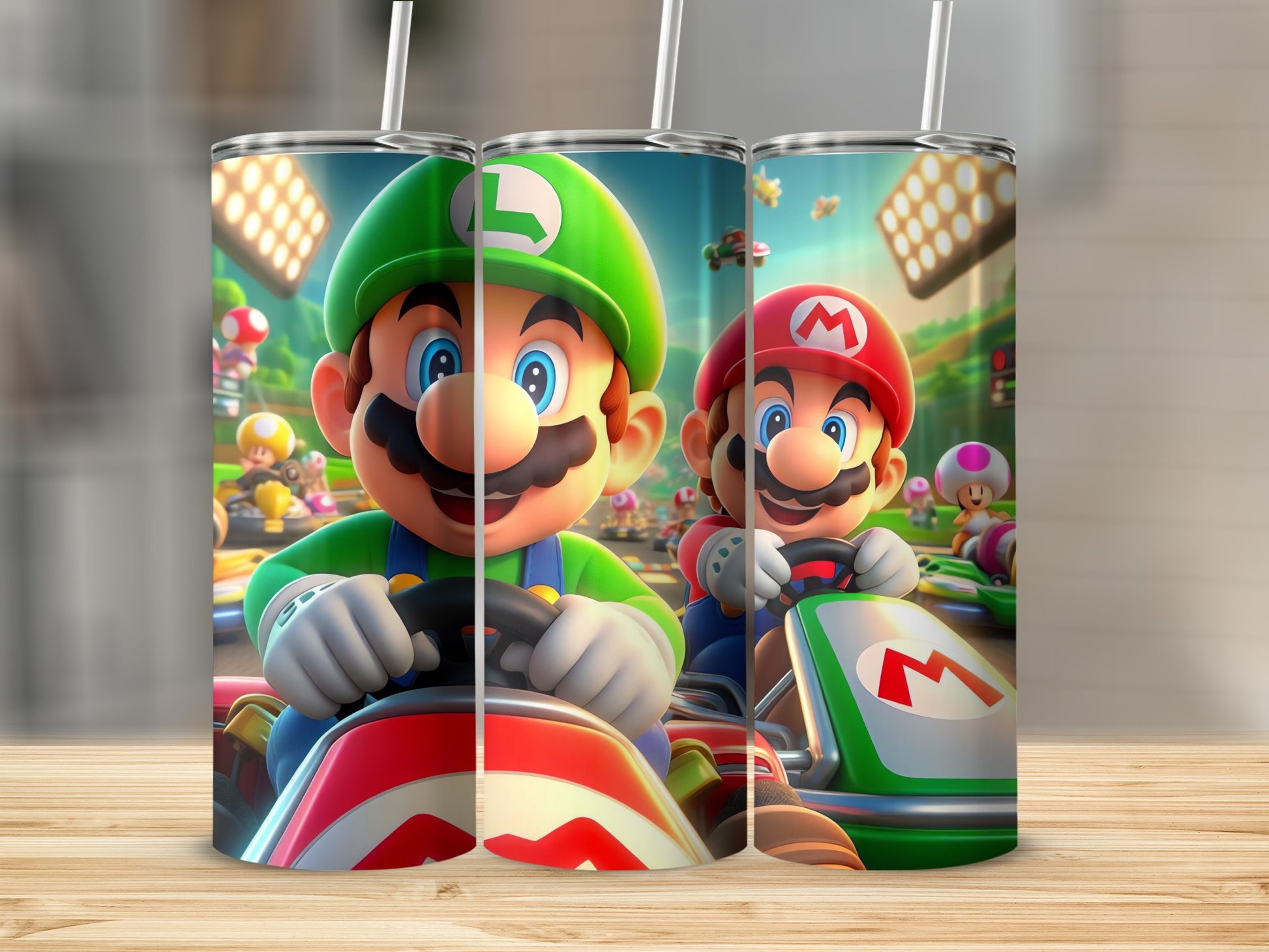 Colorful Racing Characters Design Stainless Steel Tumbler