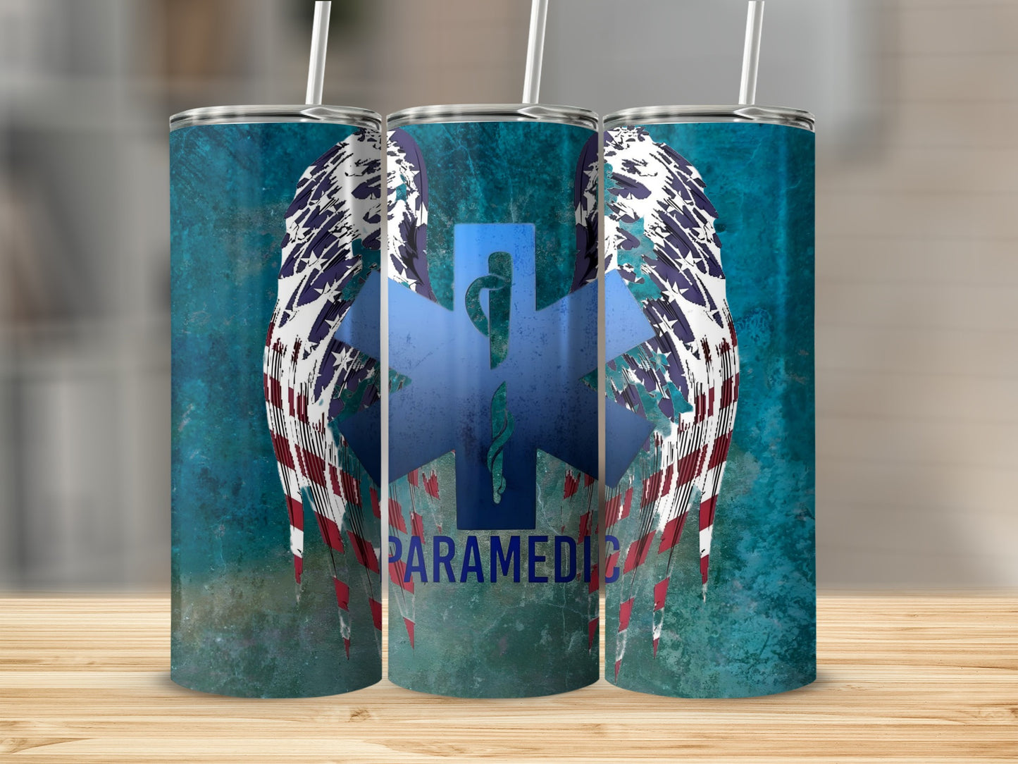 Paramedic Wings Blue Medical Symbol Stainless Steel Tumbler