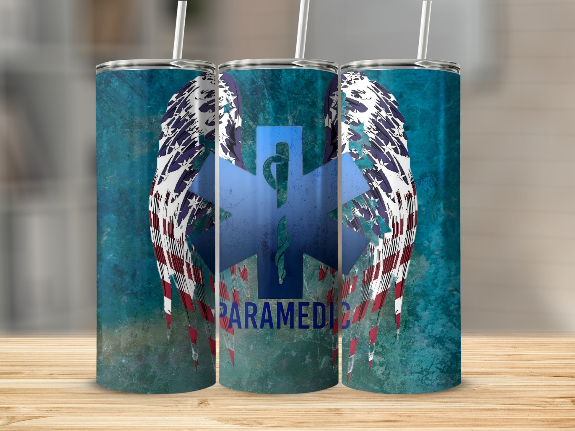 Paramedic Wings Blue Medical Symbol Stainless Steel Tumbler