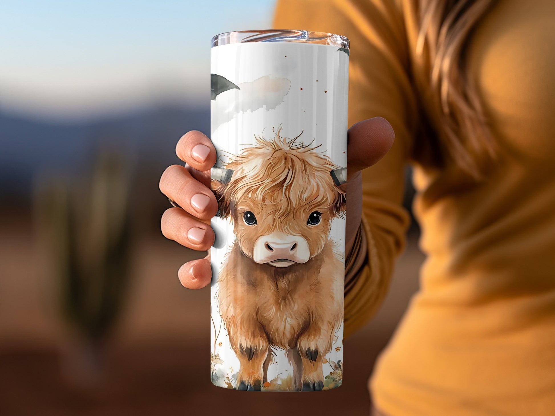 Cute Highland Cow Tumbler with Adorable Calf Design