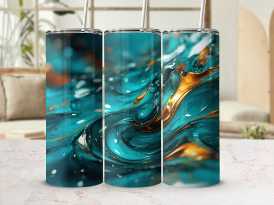 Dynamic Abstract Teal Gold Swirl Fluid Design product type