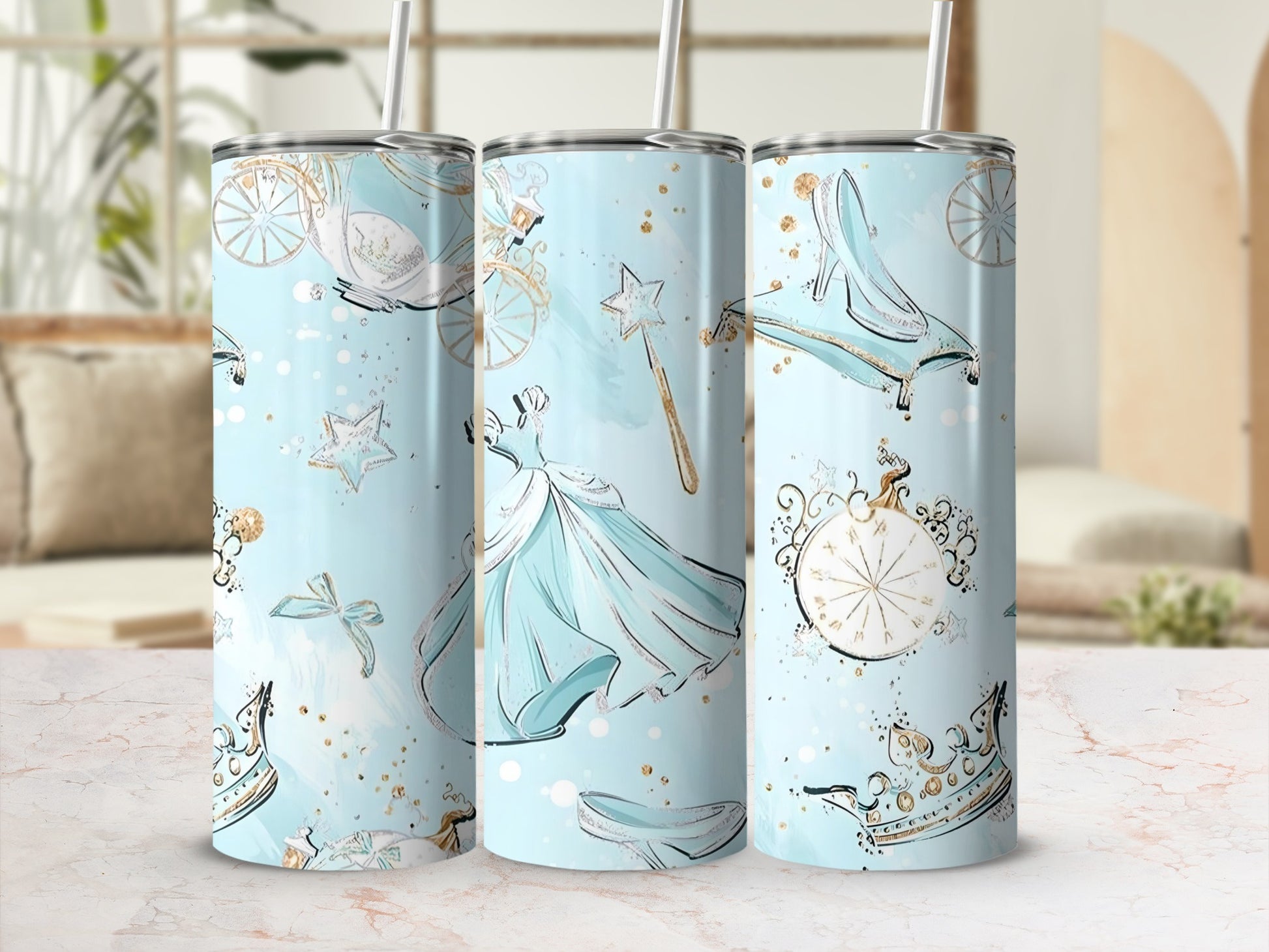 Magical Princess Fairy Tale Travel Tumbler with Straw