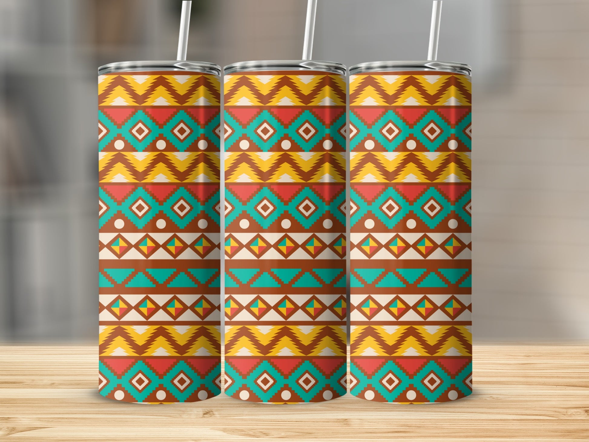 Colorful Geometric Pattern Design Tall Tumblercup