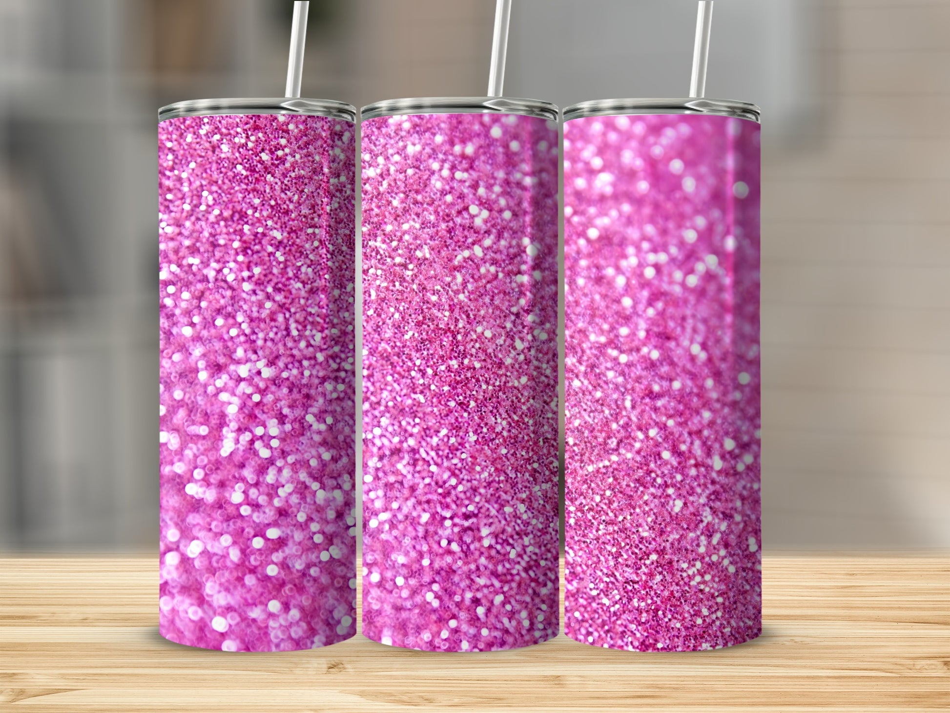 Sparkling Pink Glitter Effect Tumbler Cups