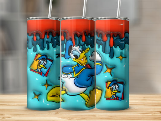 Colorful Donald Duck Inspired Tumbler with Straw