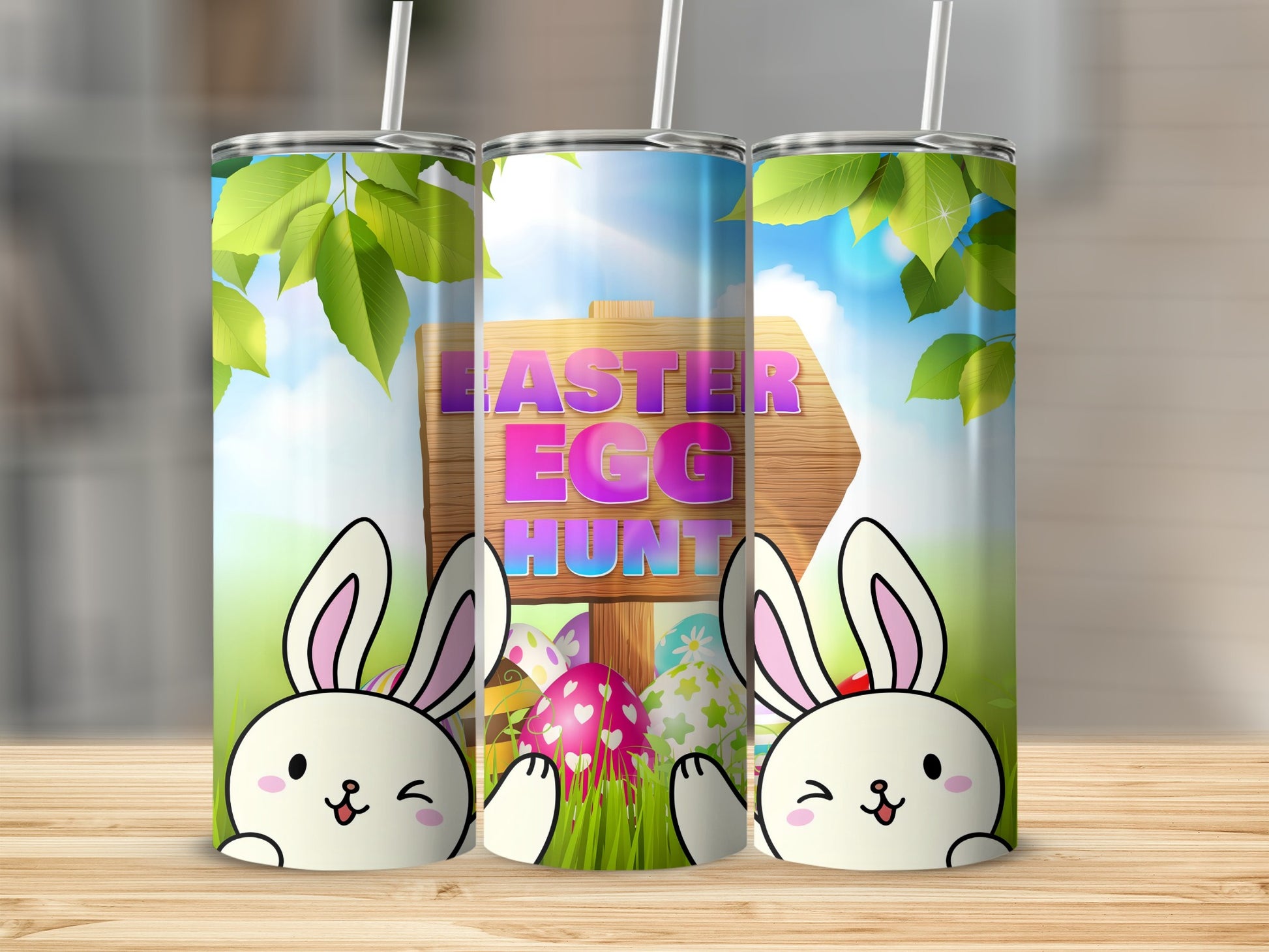 Easter Egg Hunt Bunny Themed Tumbler Cup