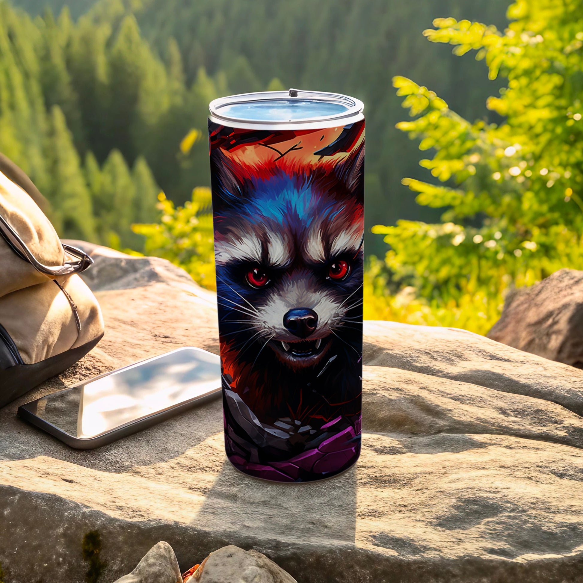 Ferocious Raccoon Art Insulated Tumbler for Outdoor Use