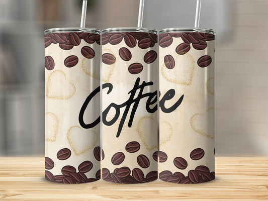 Coffee and Heart Design Travel Tumbler Cup Product