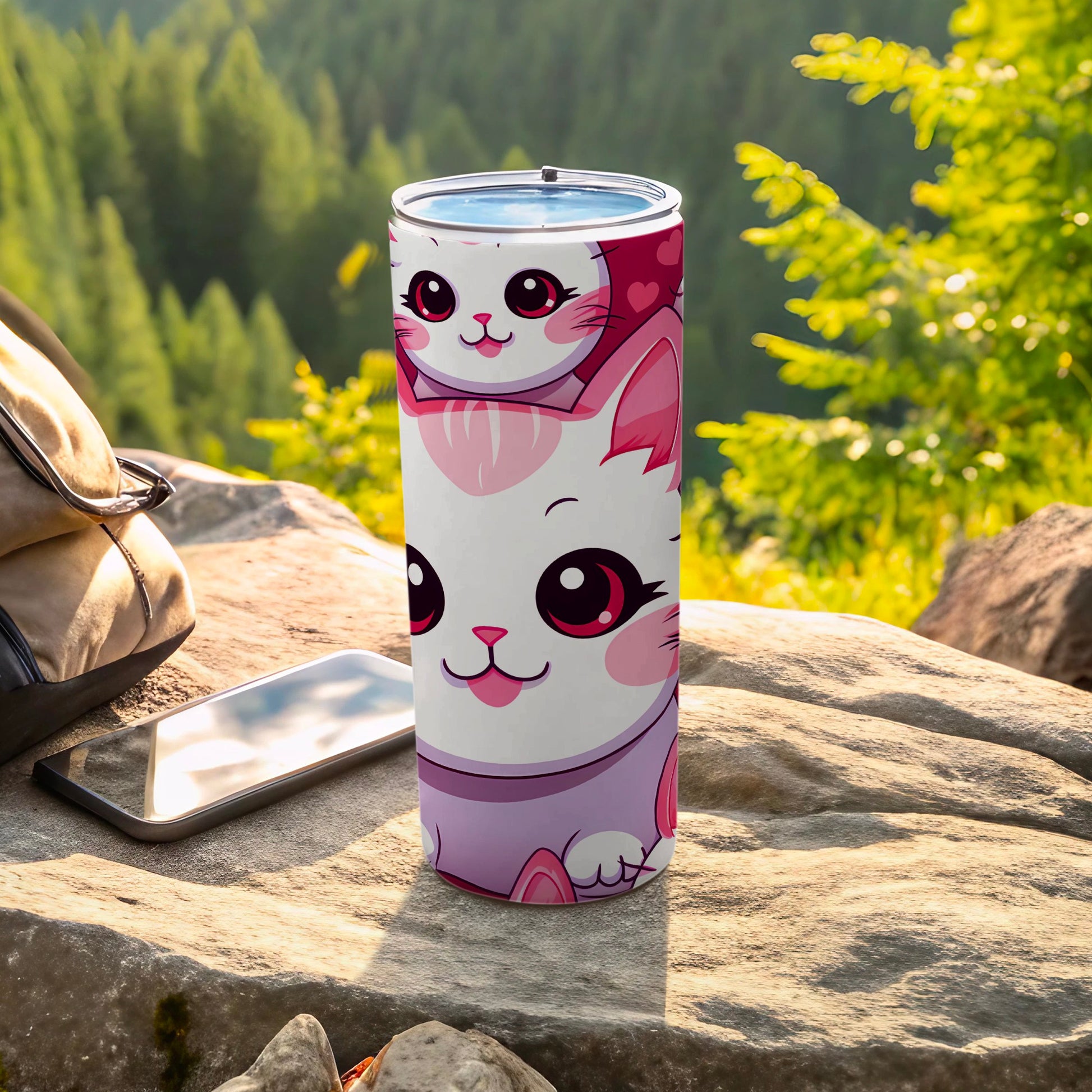 Adorable Cat Pattern Pink Purple Insulated Tumbler product type