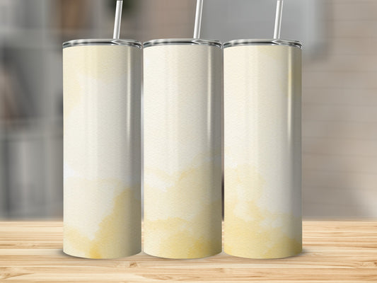 Three tall, plain tumblers with a light watercolor wash effect.
