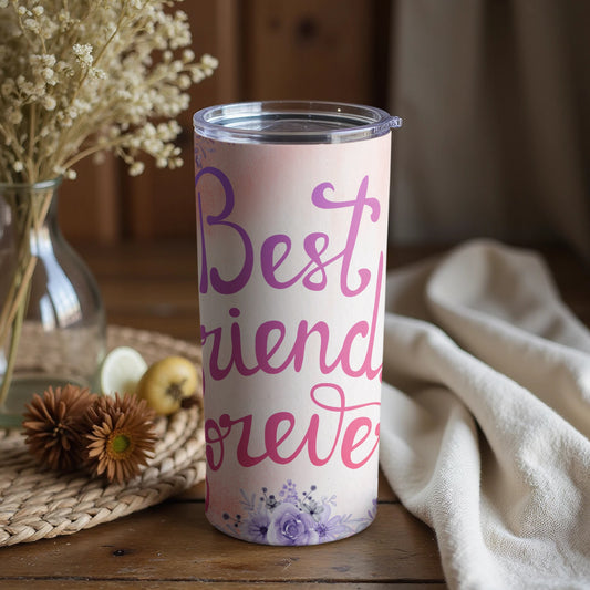 Best Friends Forever Tumbler with Floral Design