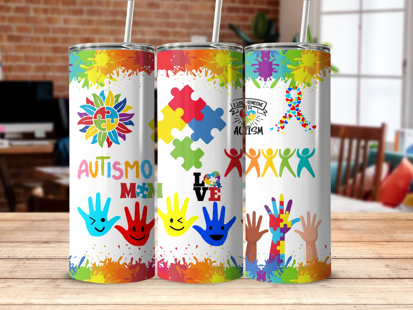 Autism Awareness Colorful Puzzle Art Tumbler