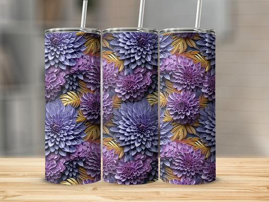 Vibrant Purple Floral Design Stainless Steel Tumbler
