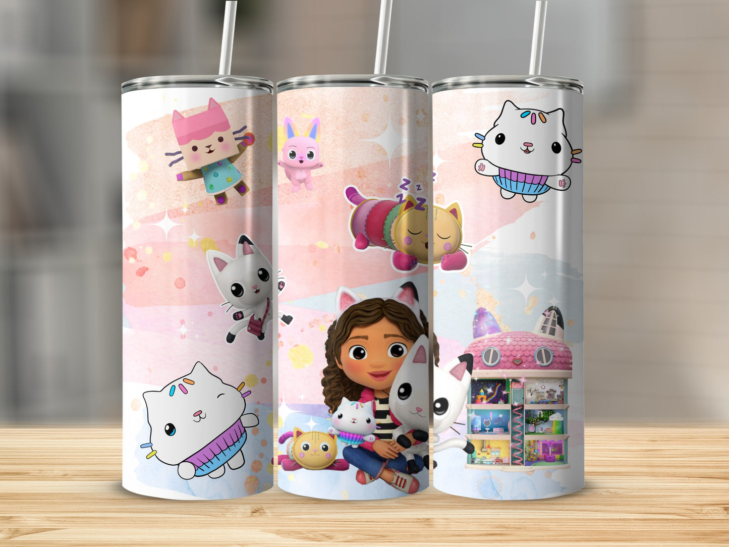 Kids Animated Cat Character Tumbler with Straw Cup
