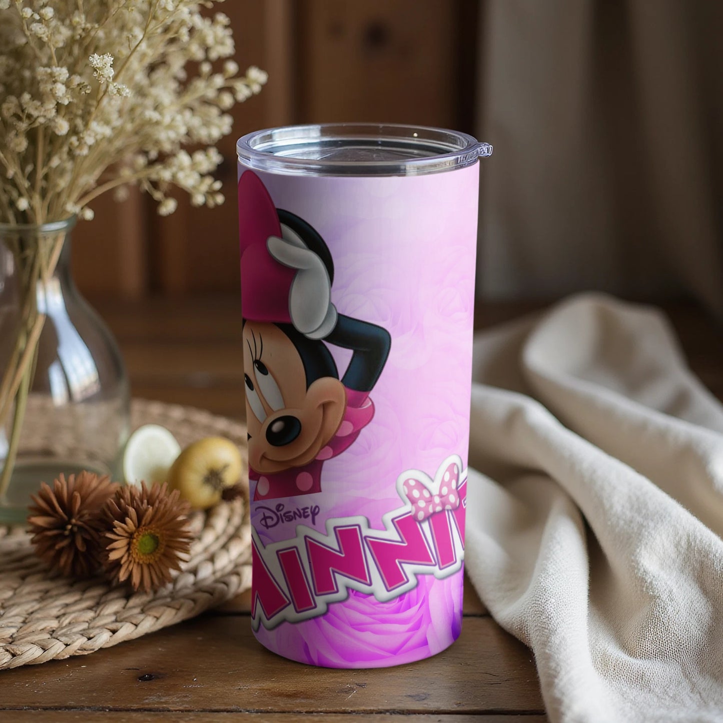 Disney Minnie Mouse Tumbler with Pink Bow Design