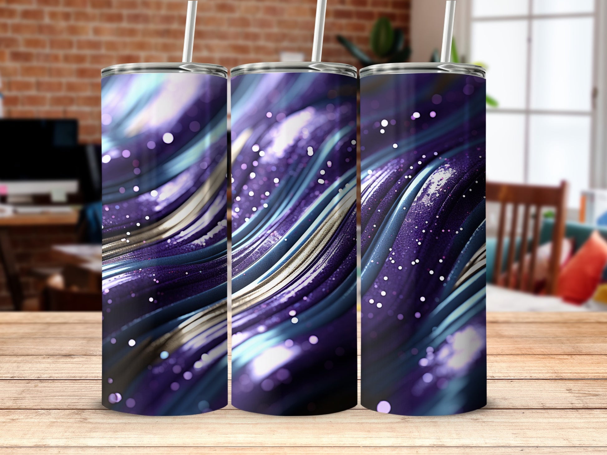 Vibrant Purple Blue Glitter Swirl Abstract Tumbler product type