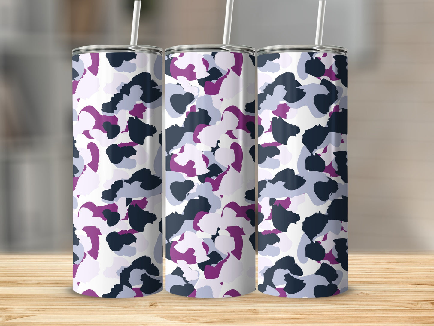 Abstract Purple and Black Camouflage Skinny Tumbler