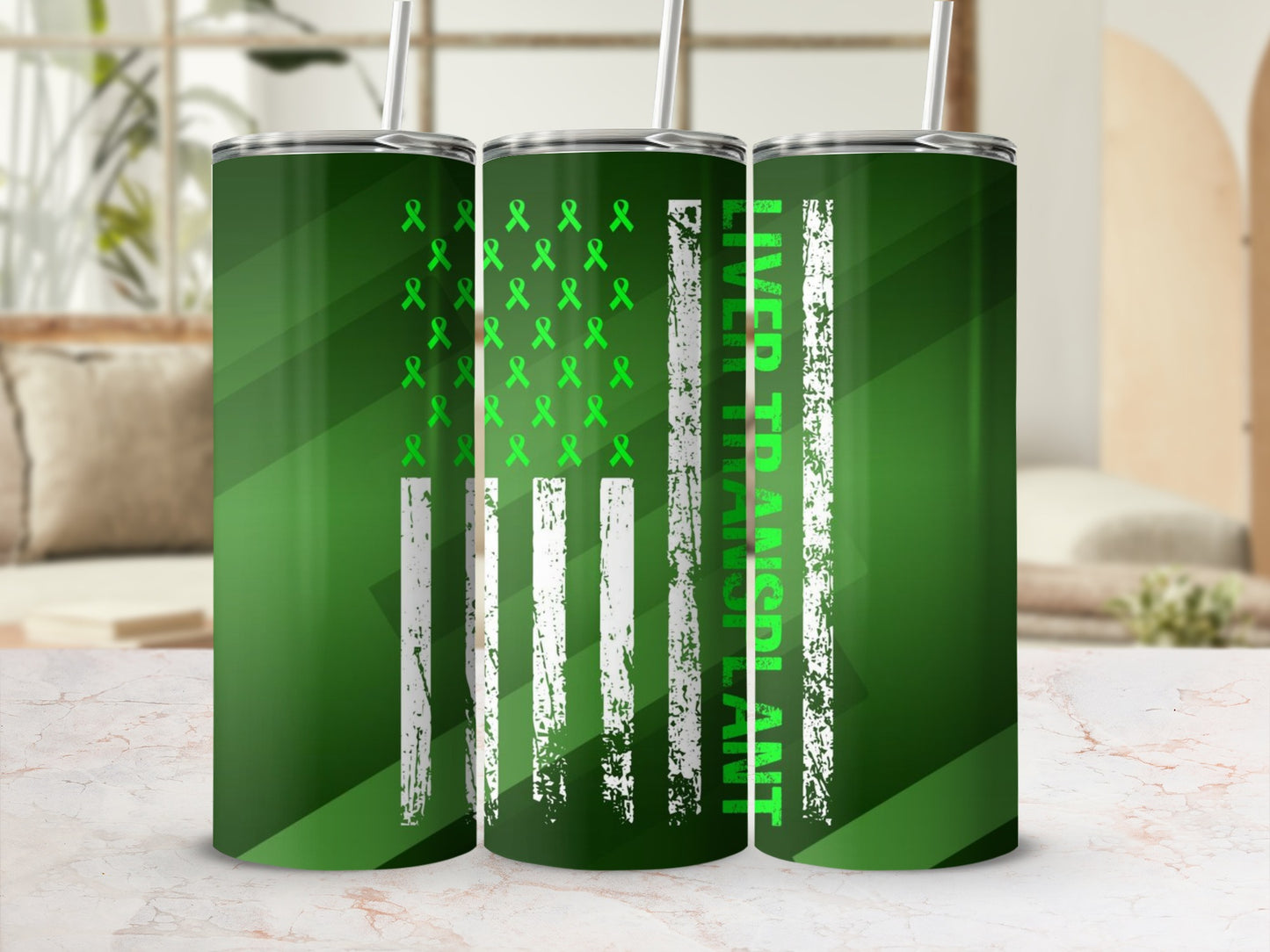 Green Liver Transplant Awareness Design on Tumbler
