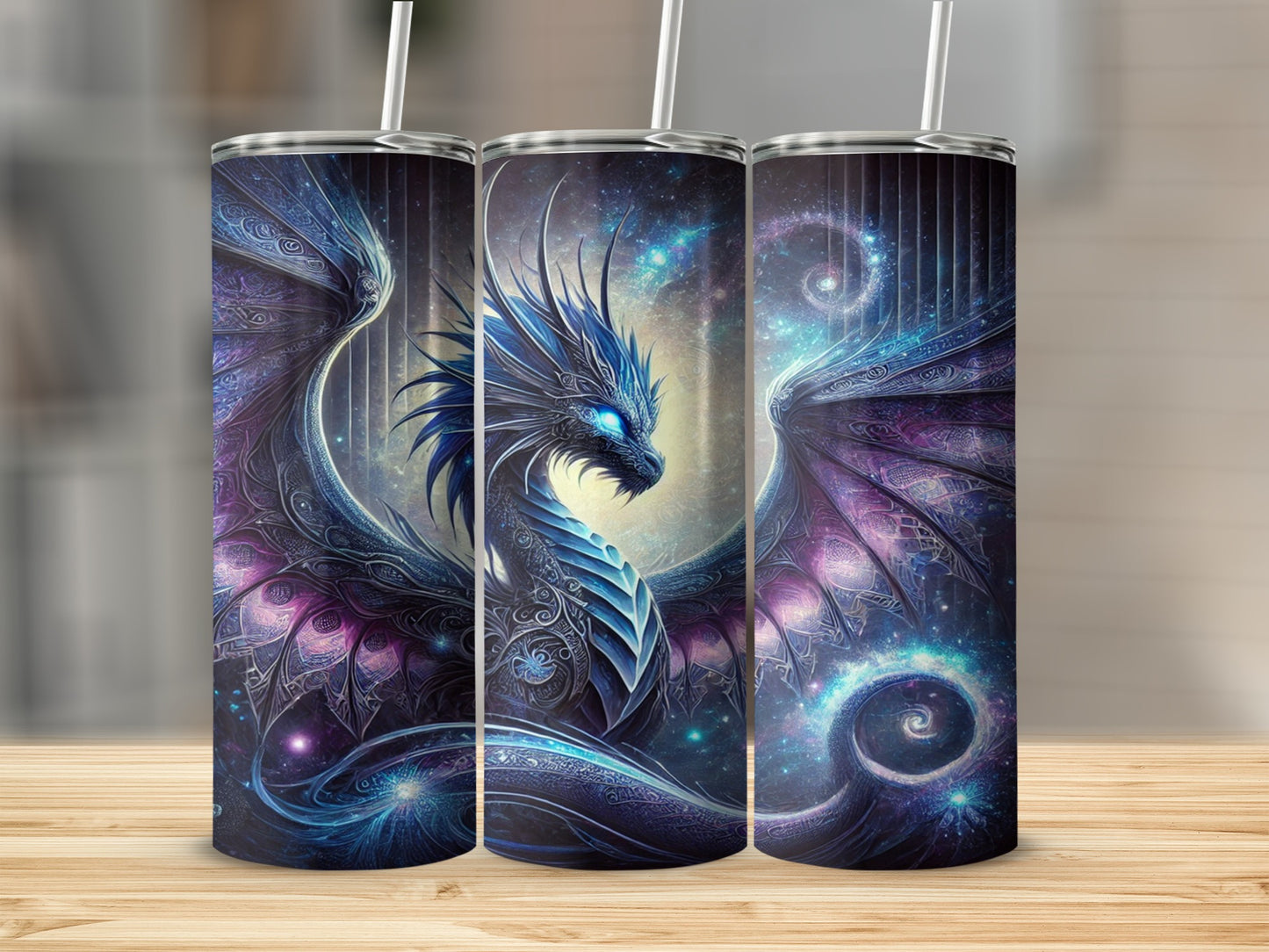 Cosmic Dragon Themed Beverage Tumbler for Hot and Cold
