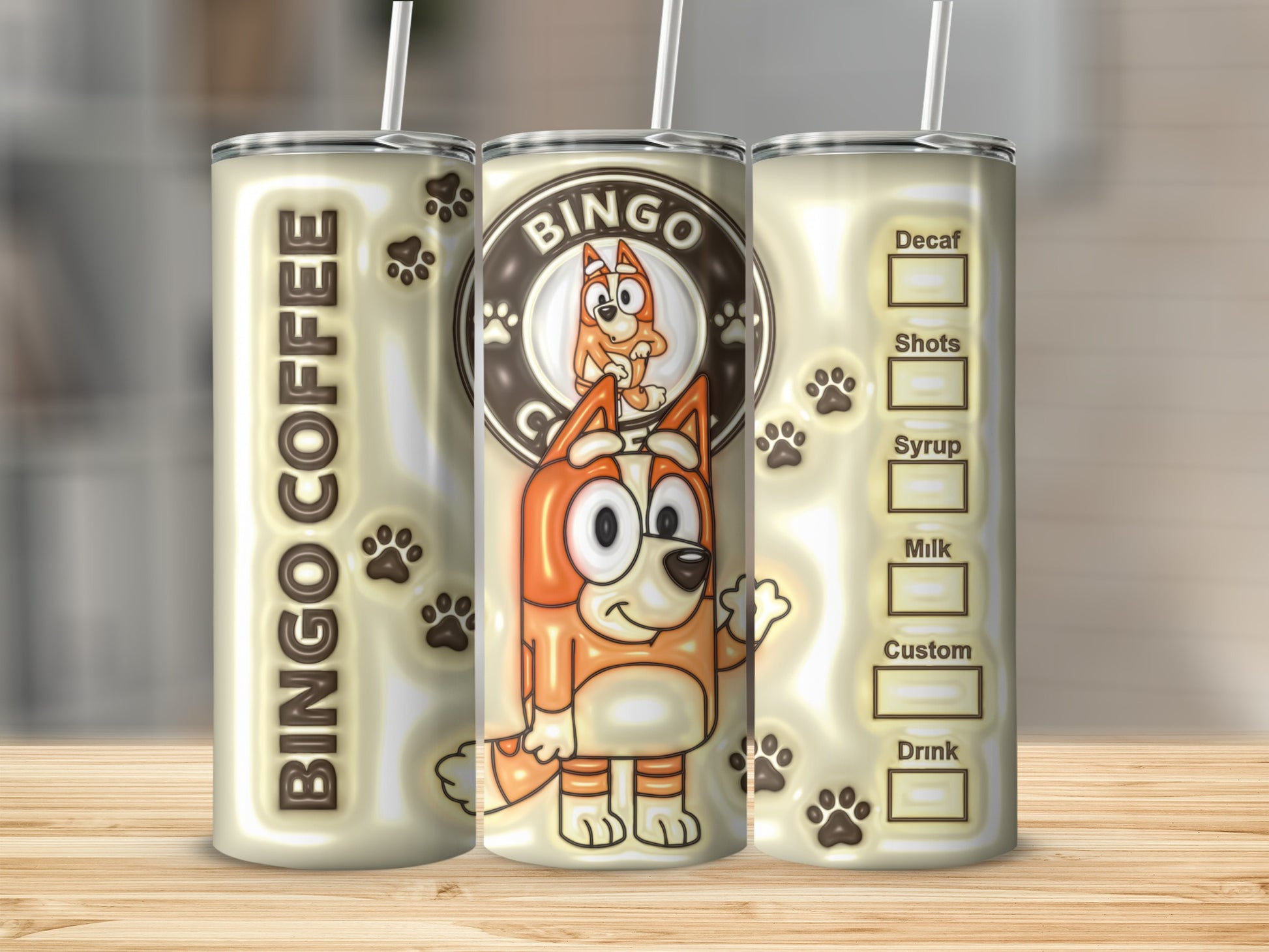 Bingo Coffee Canine Themed Travel Tumbler Flask