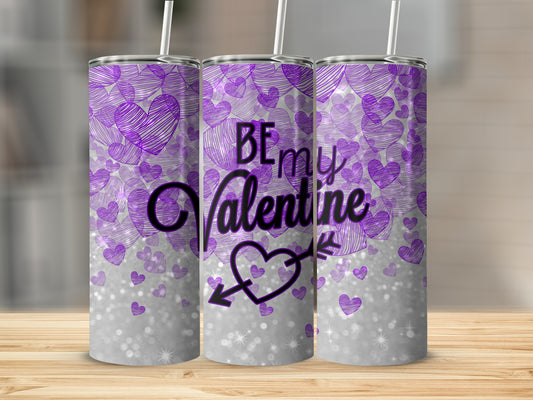 Be My Valentine Purple Heart Design Drinkware